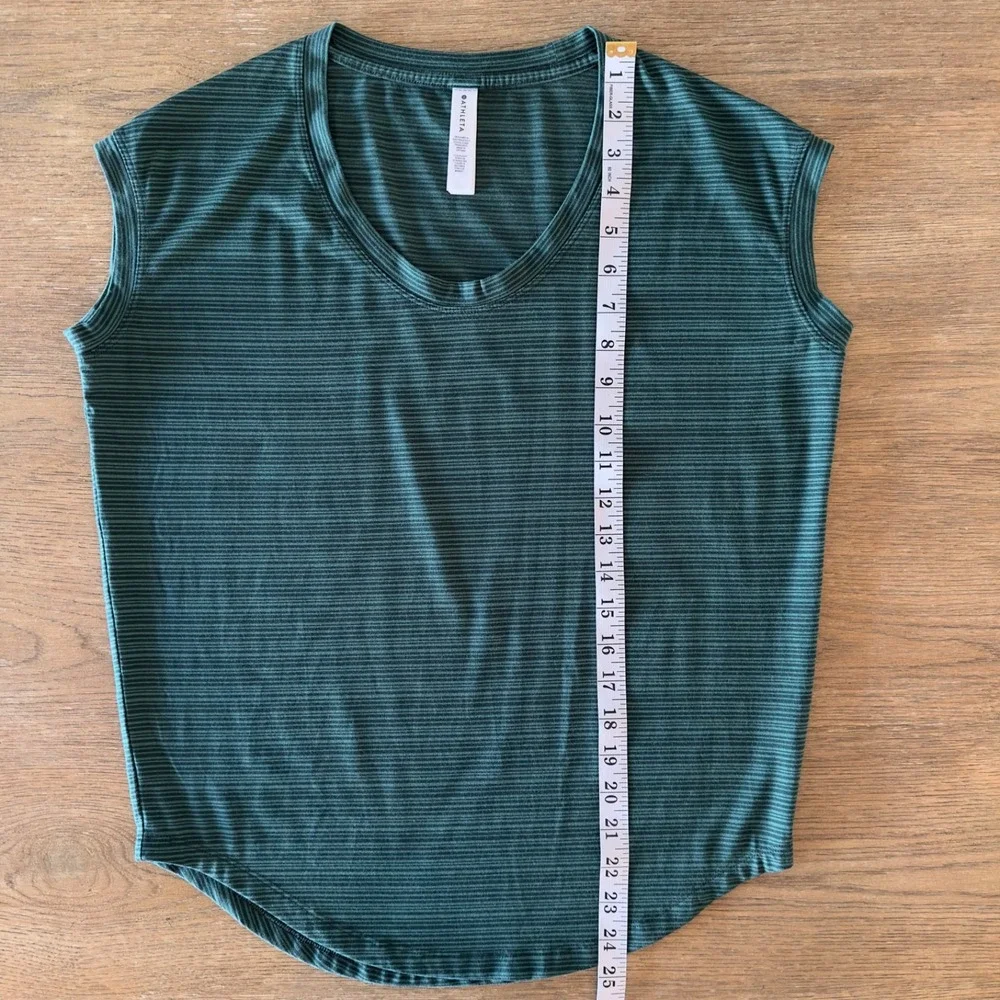 Athleta Cloudlight Stratus Tee-Soft Athleisure-Womens Size XS-Color Green Stripe